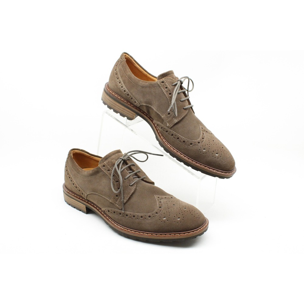 Ecco Vitrus Brown Suede Wingtip Oxford Brogue Shoes Mens 8 EU 42 Extra Width